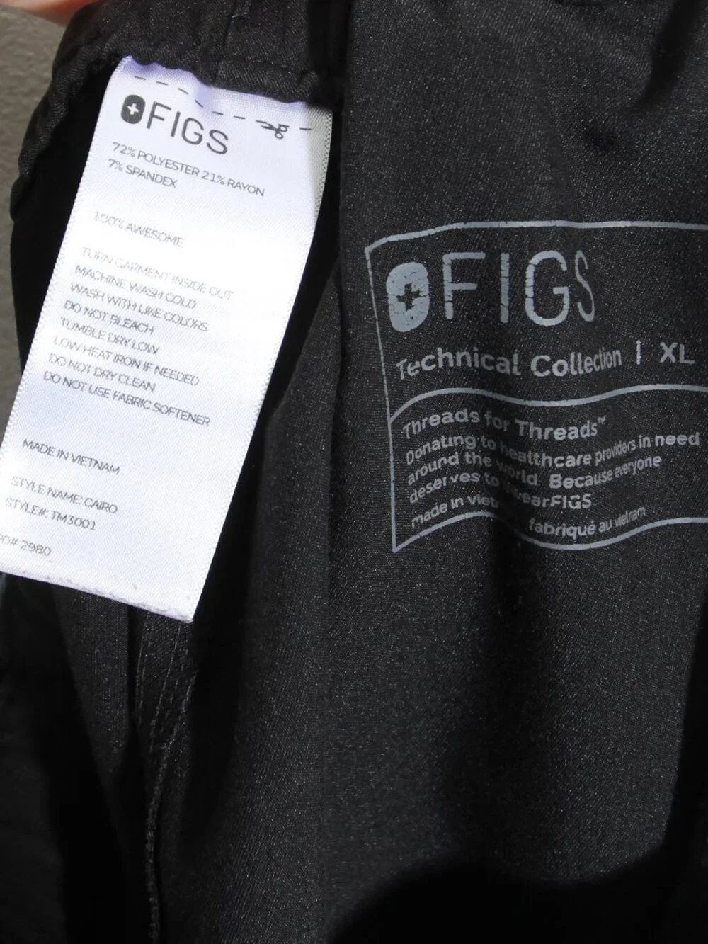 FIGS Men’s Set Cairo Straight-Leg Scrub Pant Black Technical Collection XL / XXL